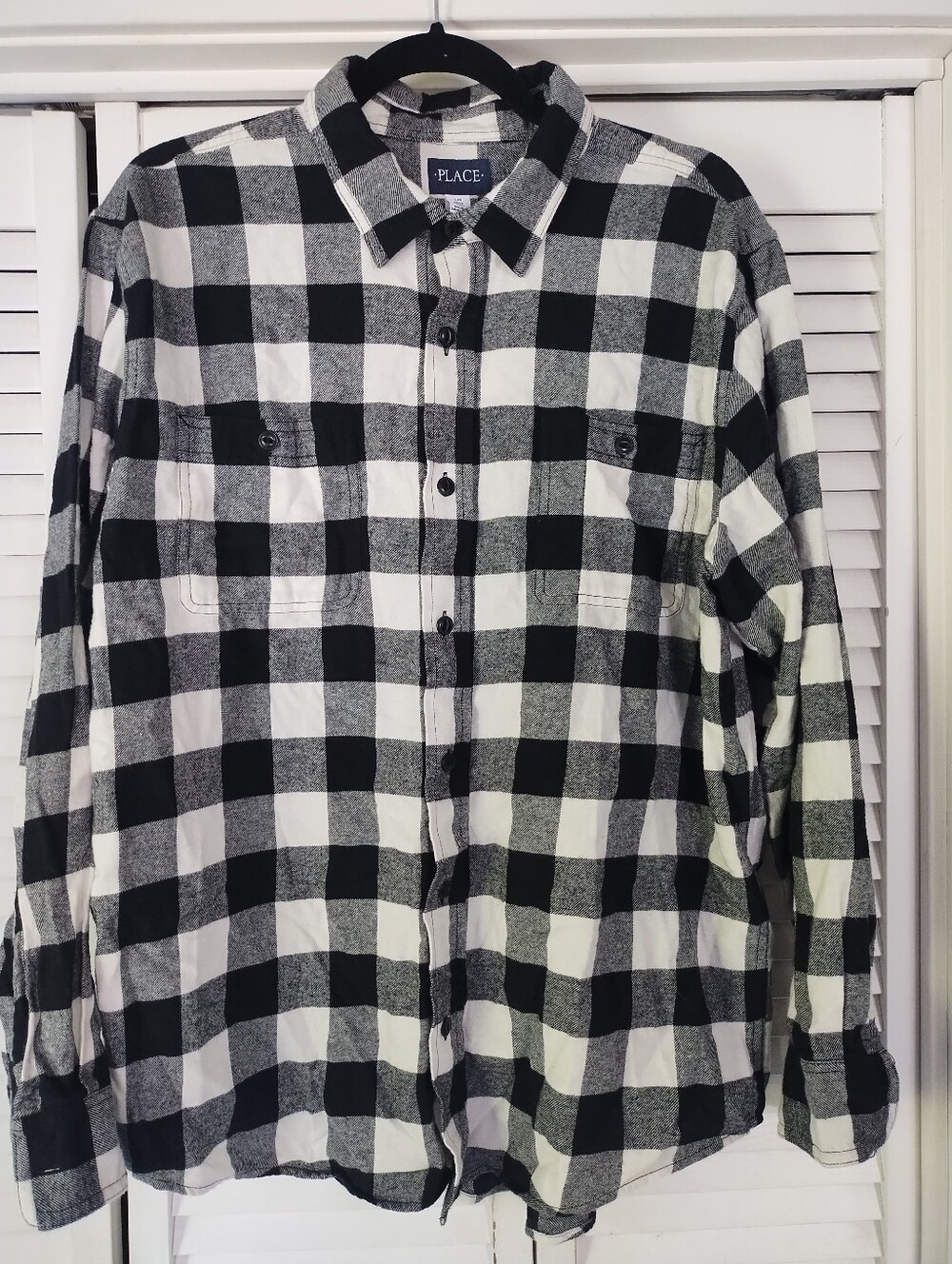 Black & White Buffalo Plaid Flannel Shirt